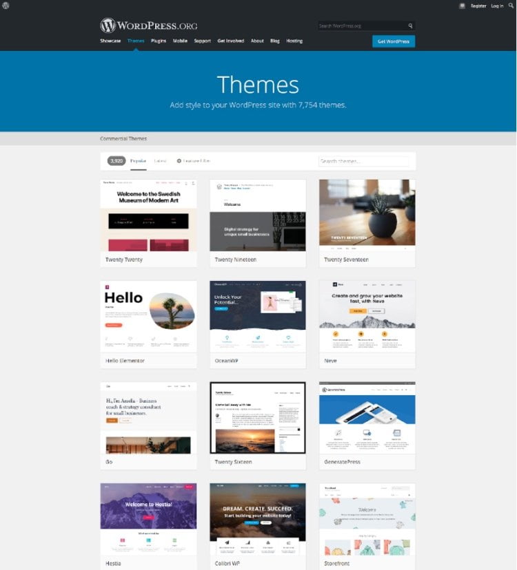 WordPress themes directory