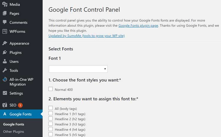 wordpress google fonts