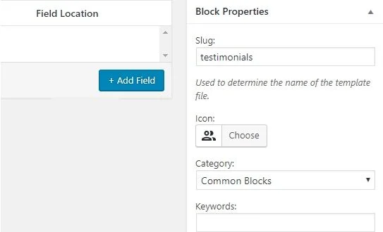 properties of custom Gutenberg block