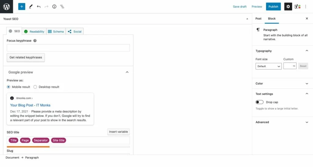 start a wordpress blog - yoast seo