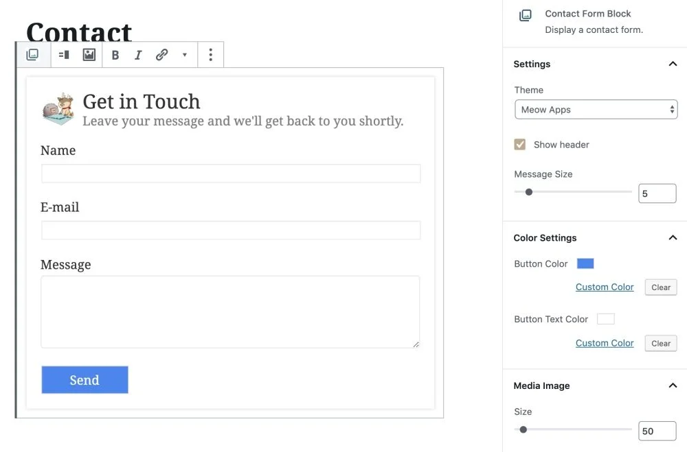 Contact form block plugin