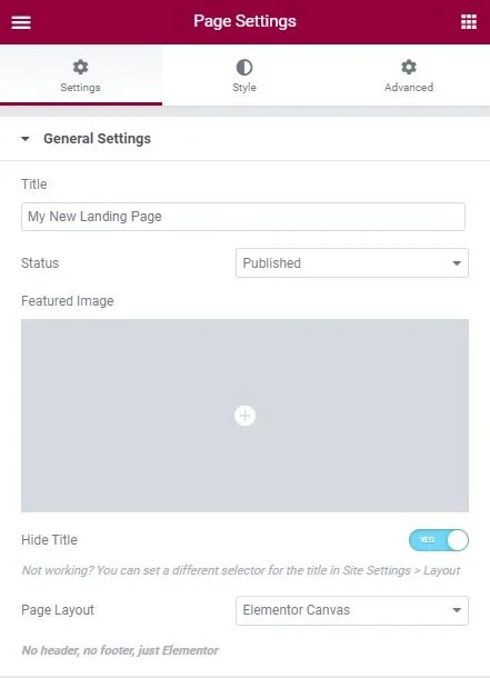 elementor-page-settings