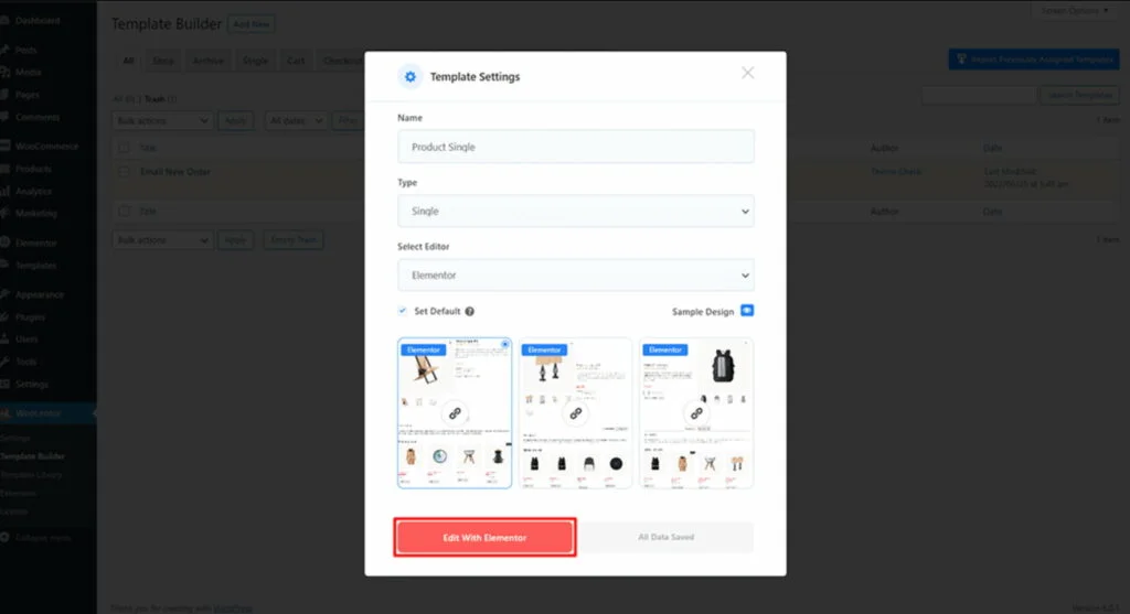 wordpress template builder