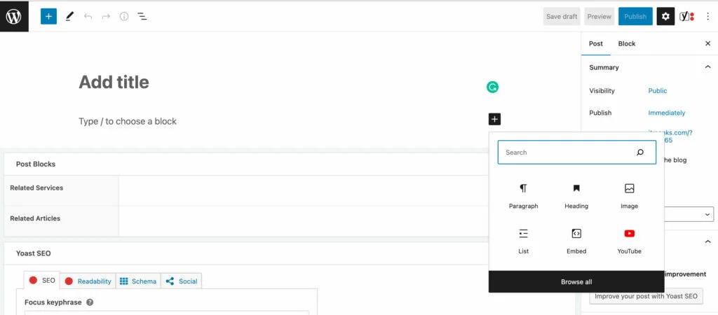 Gutenberg block editor