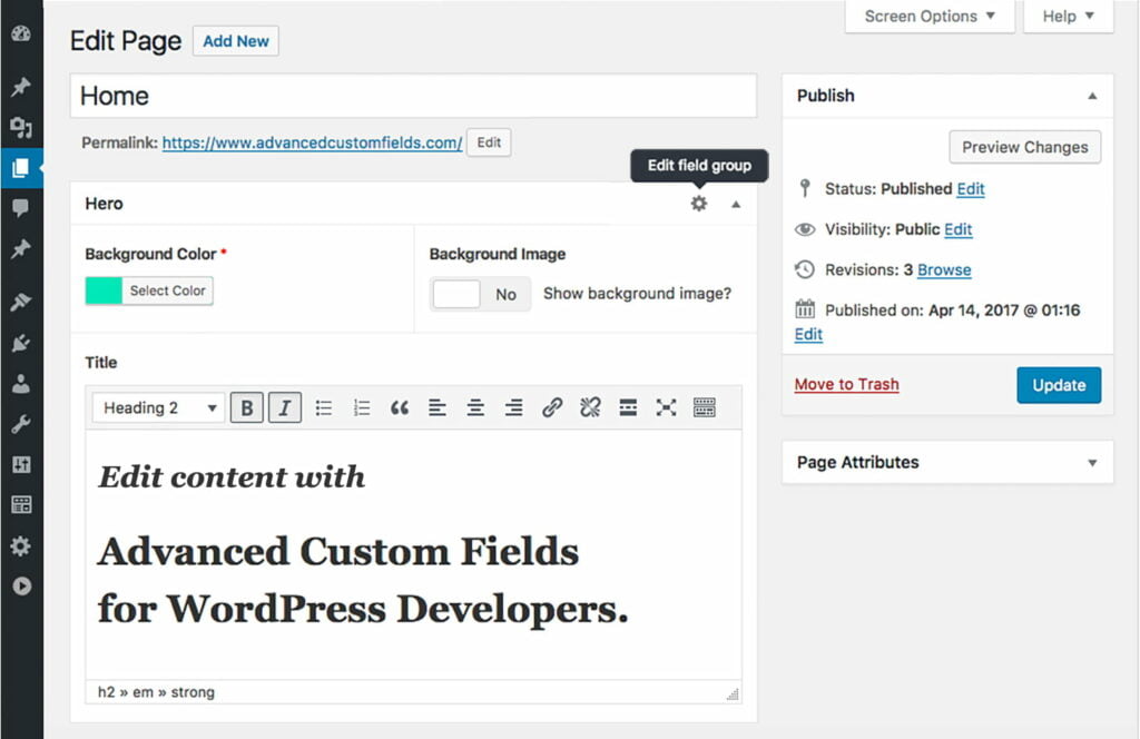 Advanced Custom Fields plugin