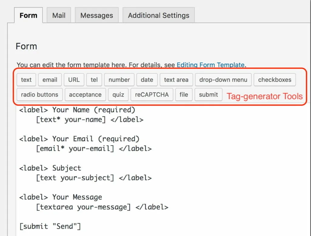 Contact Form 7 tab panel