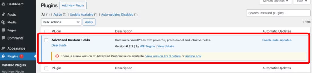 ACF-one-click-update