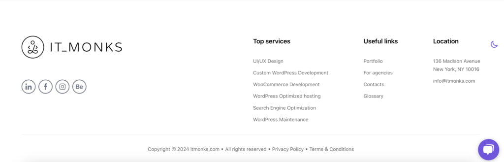 wordpress footer