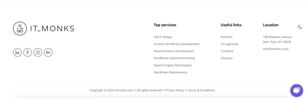 wordpress footer