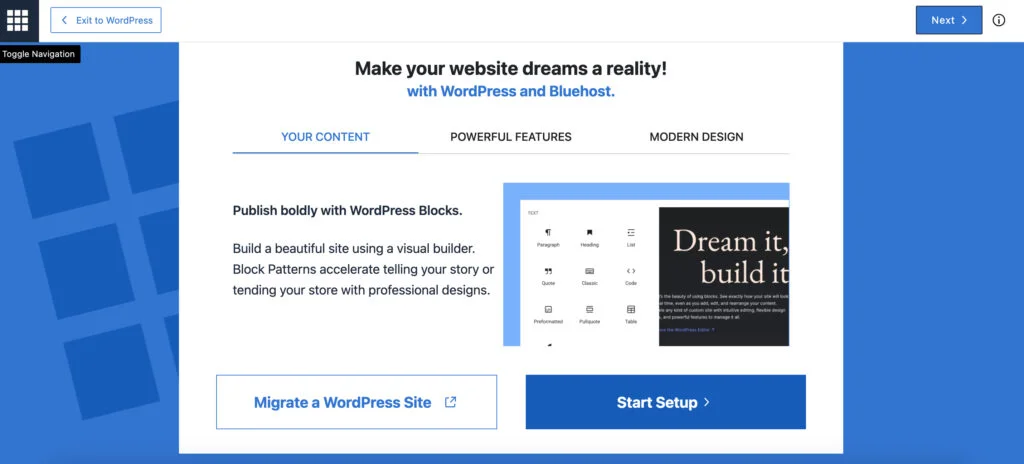 wordpress website setup
