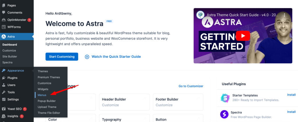 wordpress menu