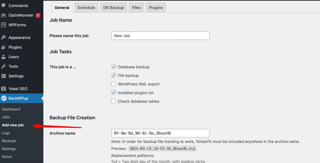 backup wordpress site