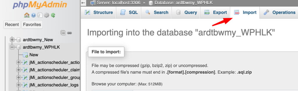 backup db