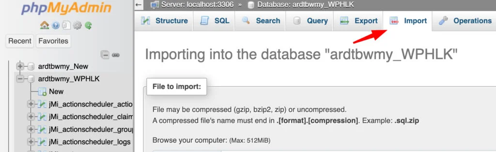 backup db