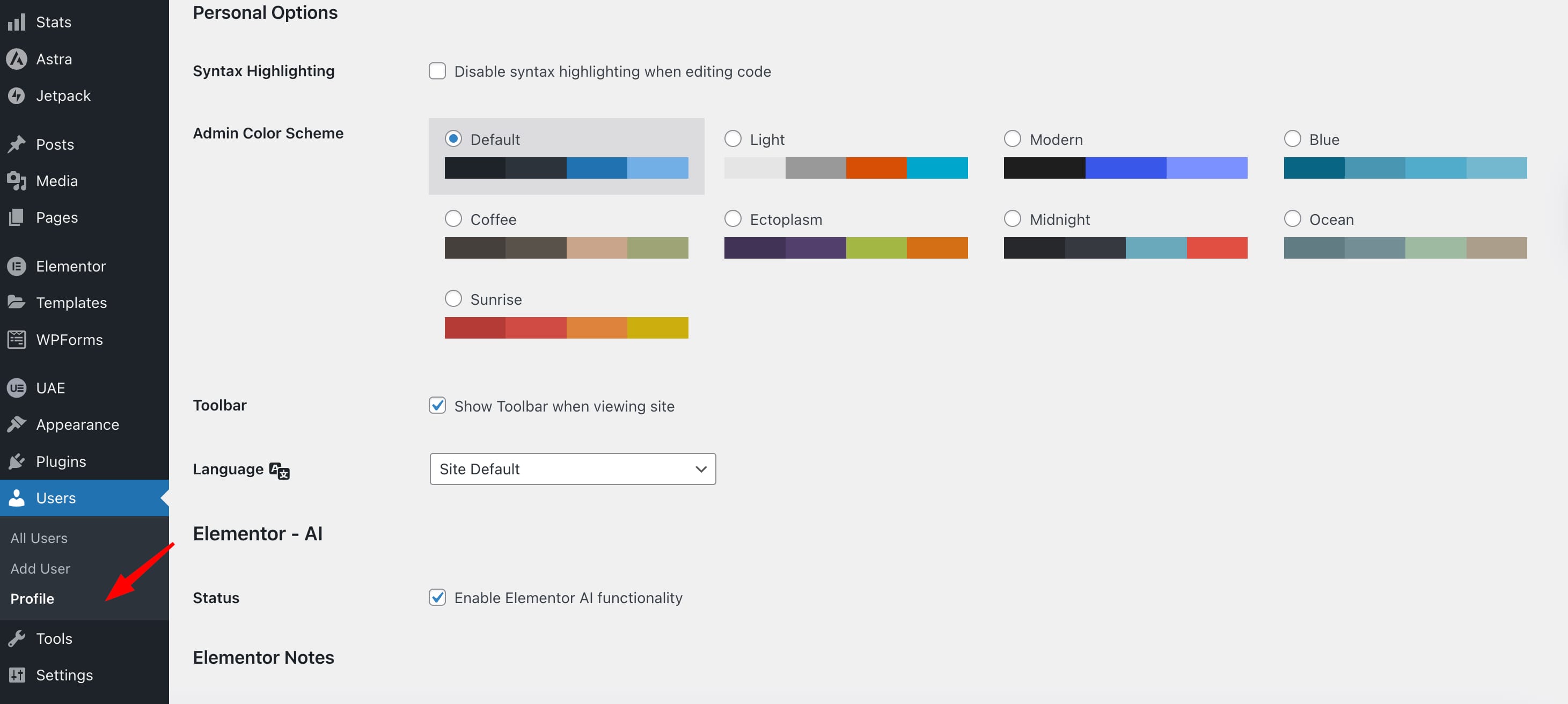 Change the Admin Color Scheme