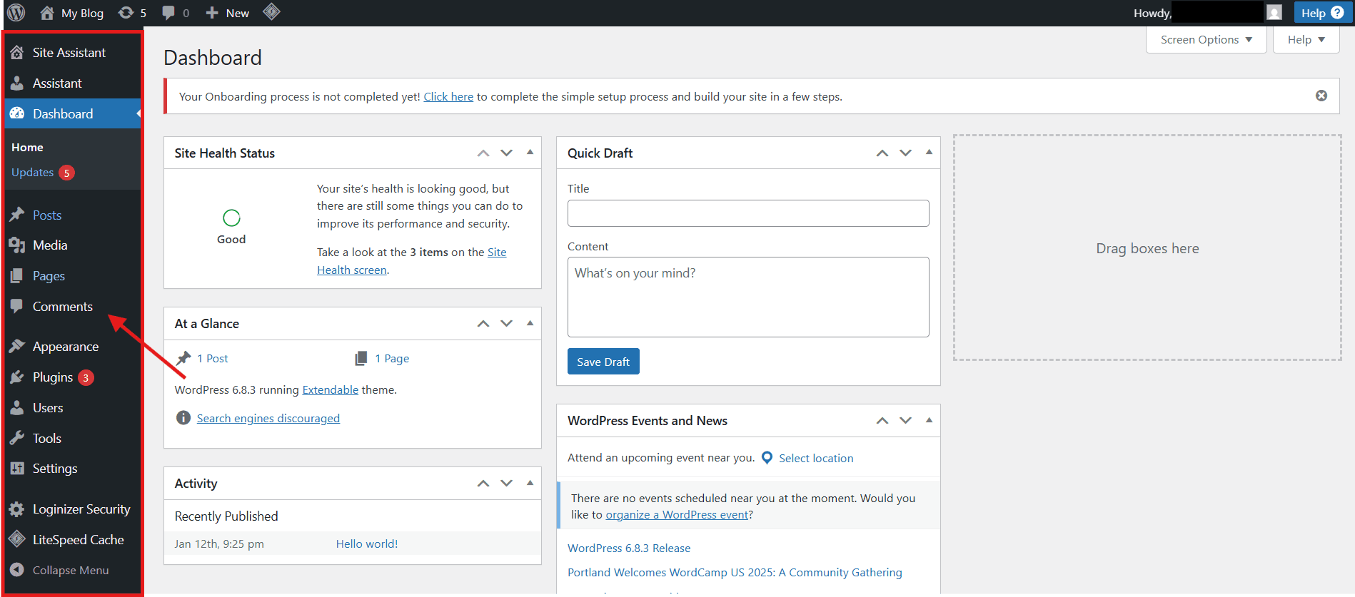 What is the WordPress Admin Dashboard?