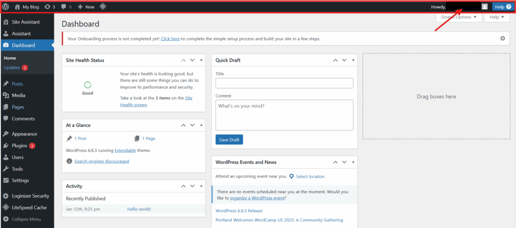 Profile access and logout