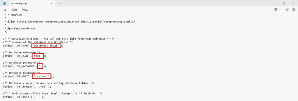 Configure wp-config
