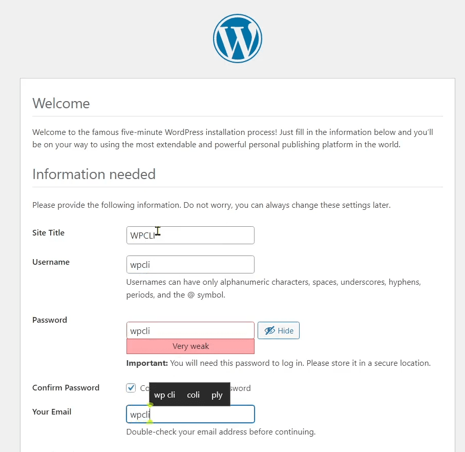 Create Database via CLI or Host