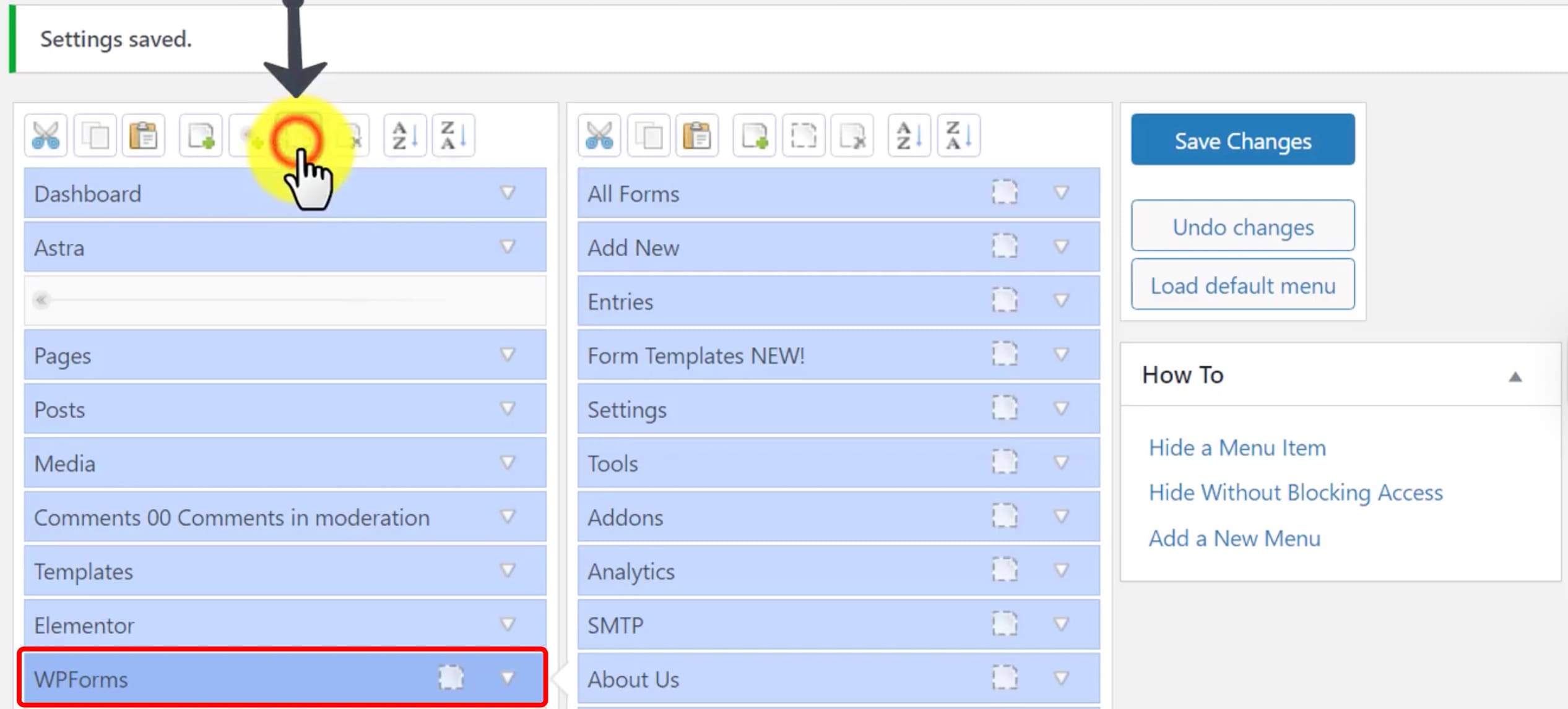 Hide Default Menu Sections
