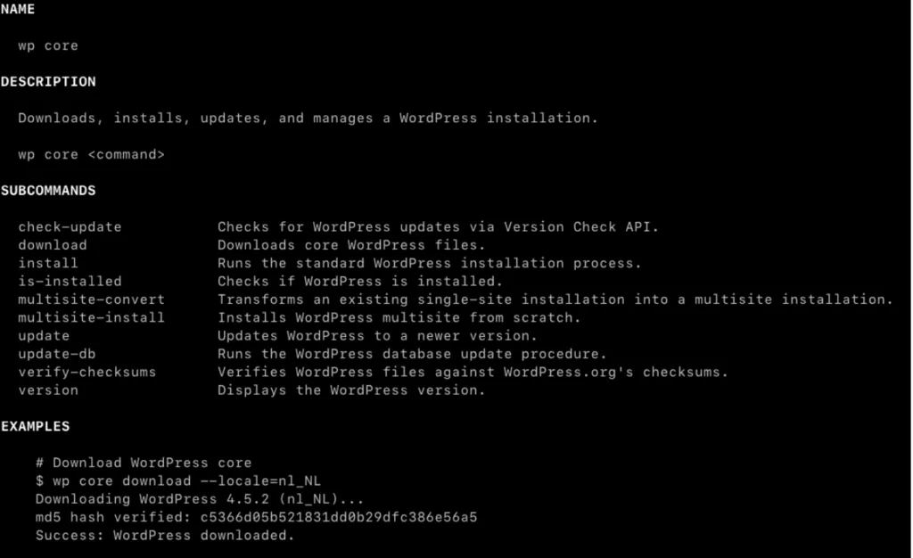WP core download