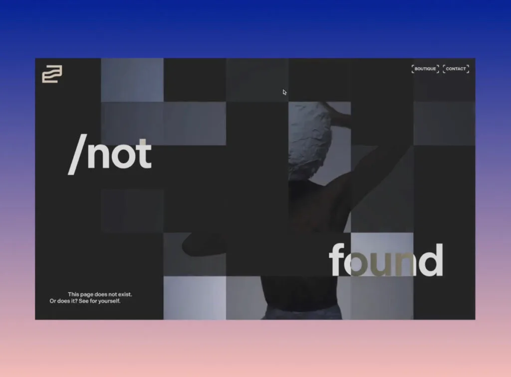 Error page with interactive grid of shapes 