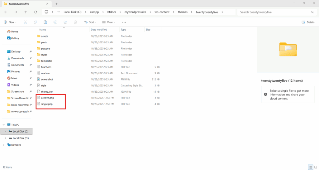 Name and place the template files that WordPress will load