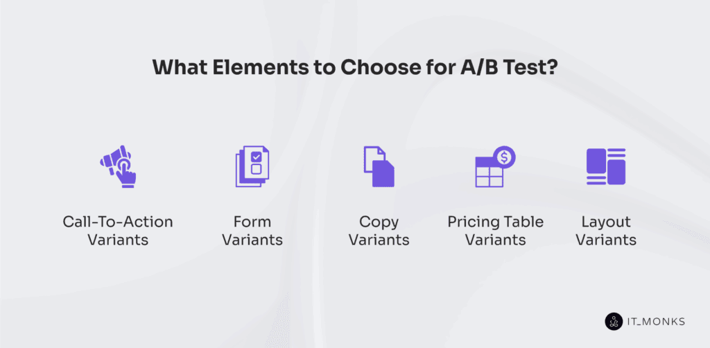 Elements to choose for A/B Test