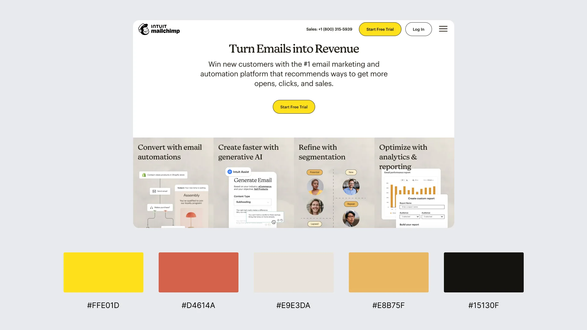 Triadic Teal, Coral & Golden Yellow (mailchimp.com)