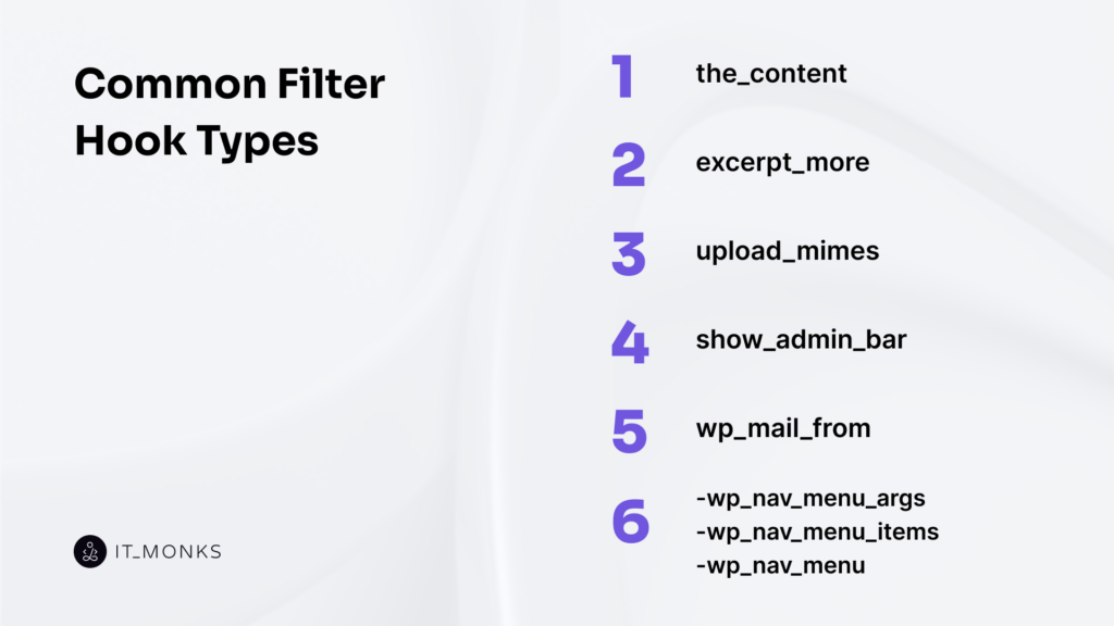 Common Filter Hook Types