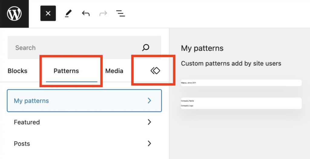 Patterns in the Full Site Editor
