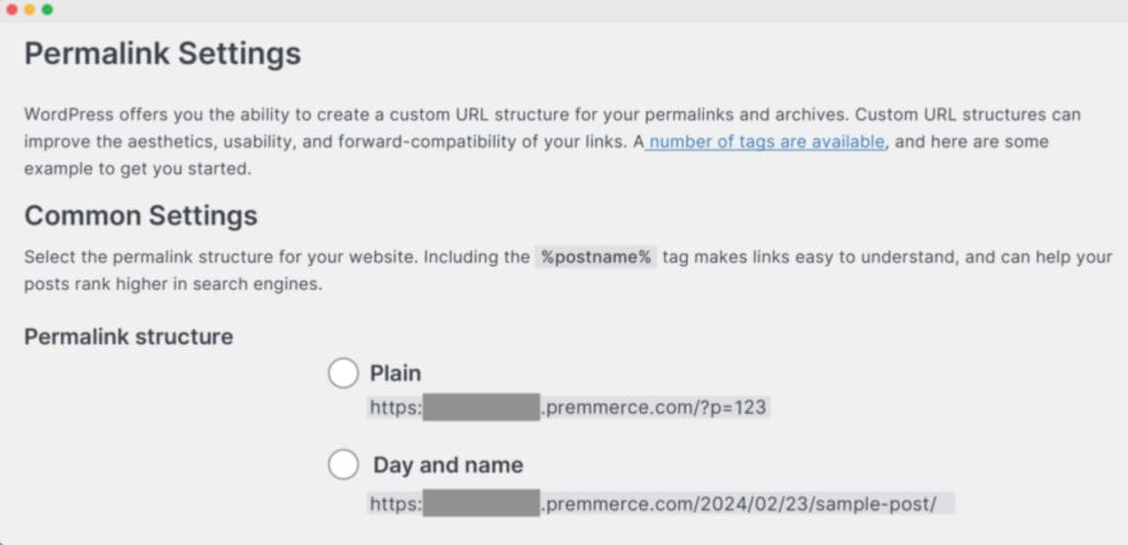 WooCommerce permalink settings