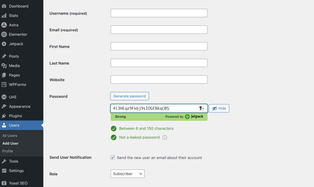 Adding New Users to WordPress