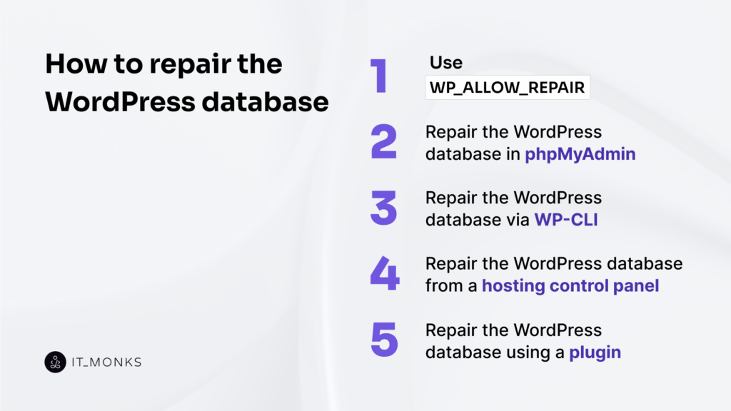 How to repair the WordPress database