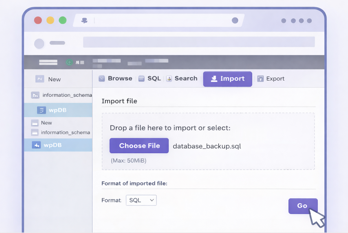 Migrate a WordPress Database with phpMyAdmin - import
