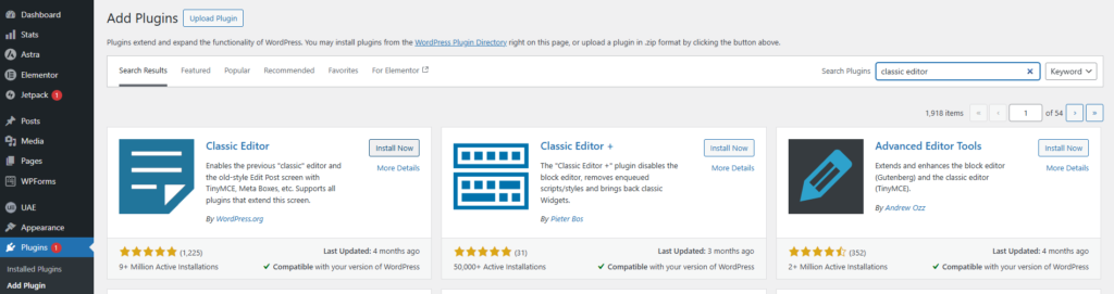 Add plugin classic editor