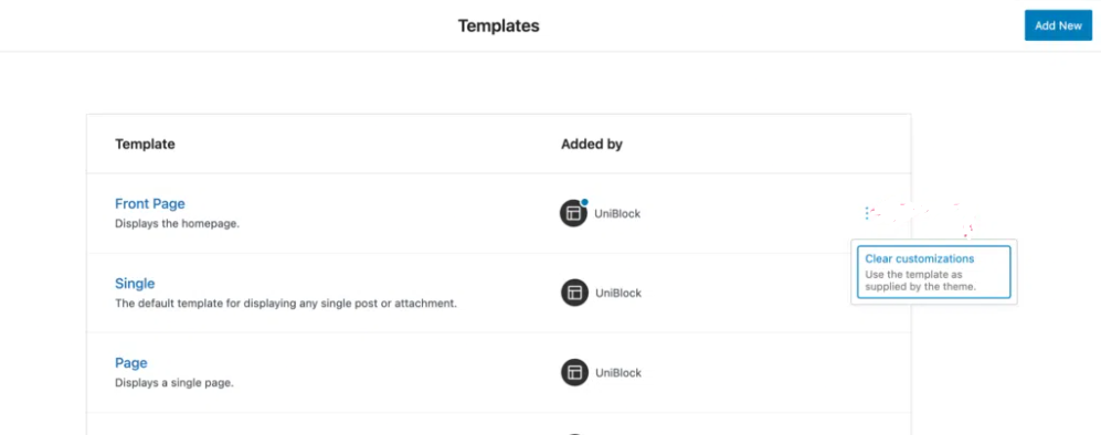 Block theme template parts
