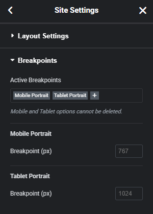 Responsive design controls Elementor