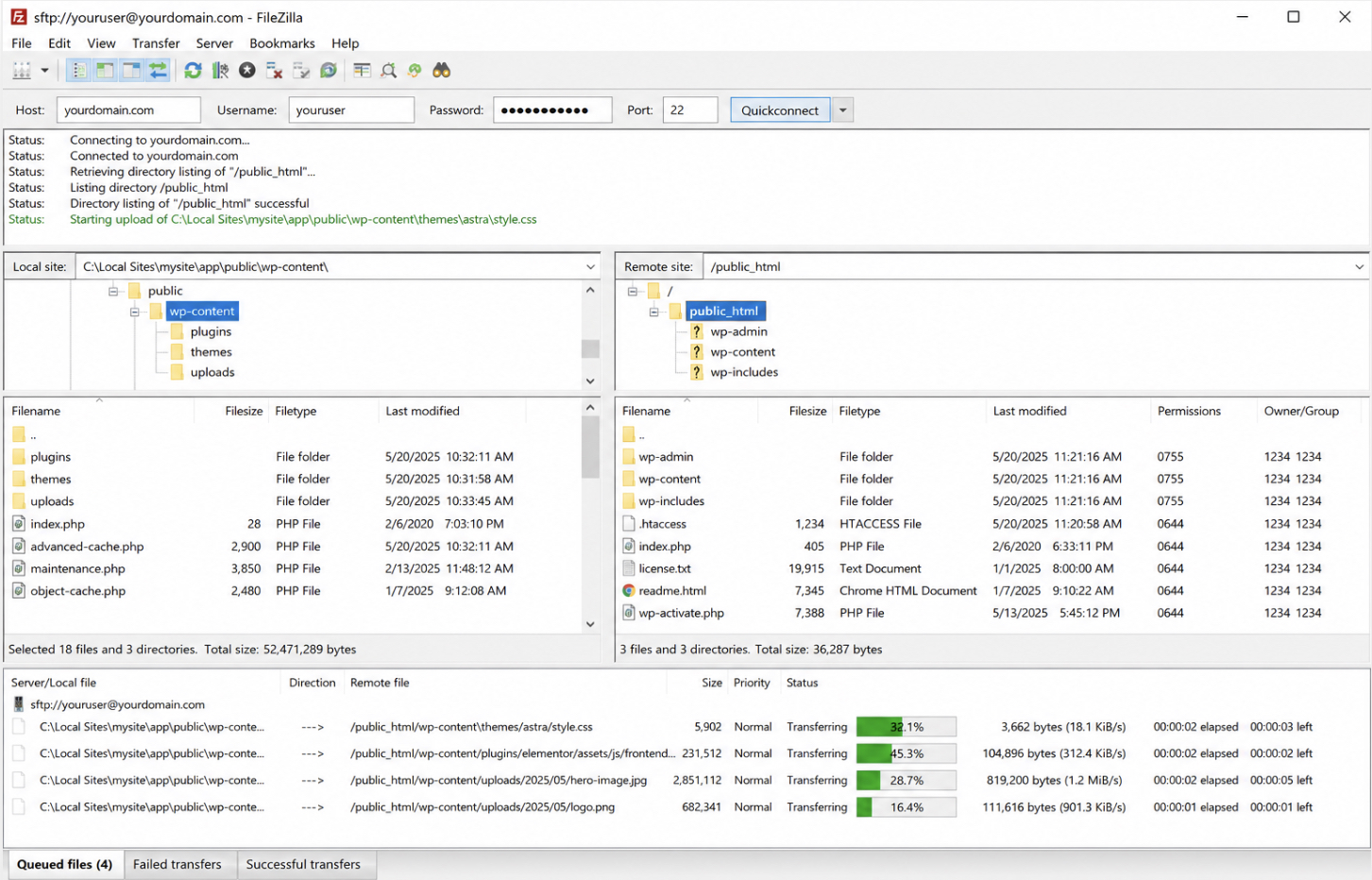 SFTP/FTP client (e.g. FileZilla) on the live server