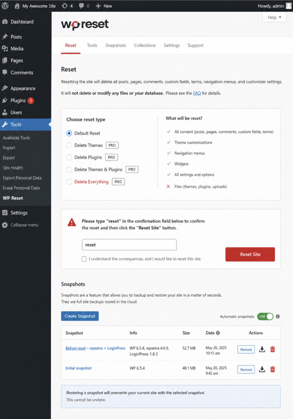 Reset WordPress With a Plugin