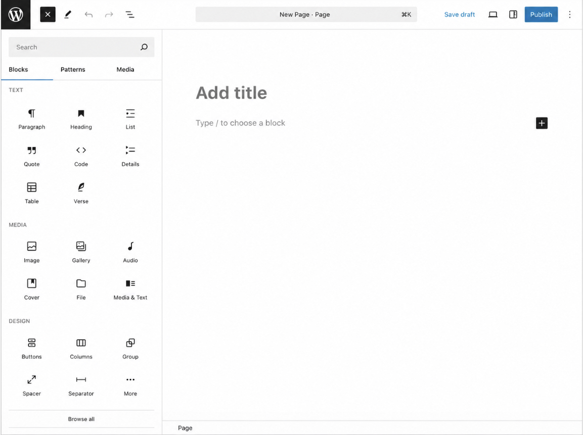WordPress block editor (Site Editor)