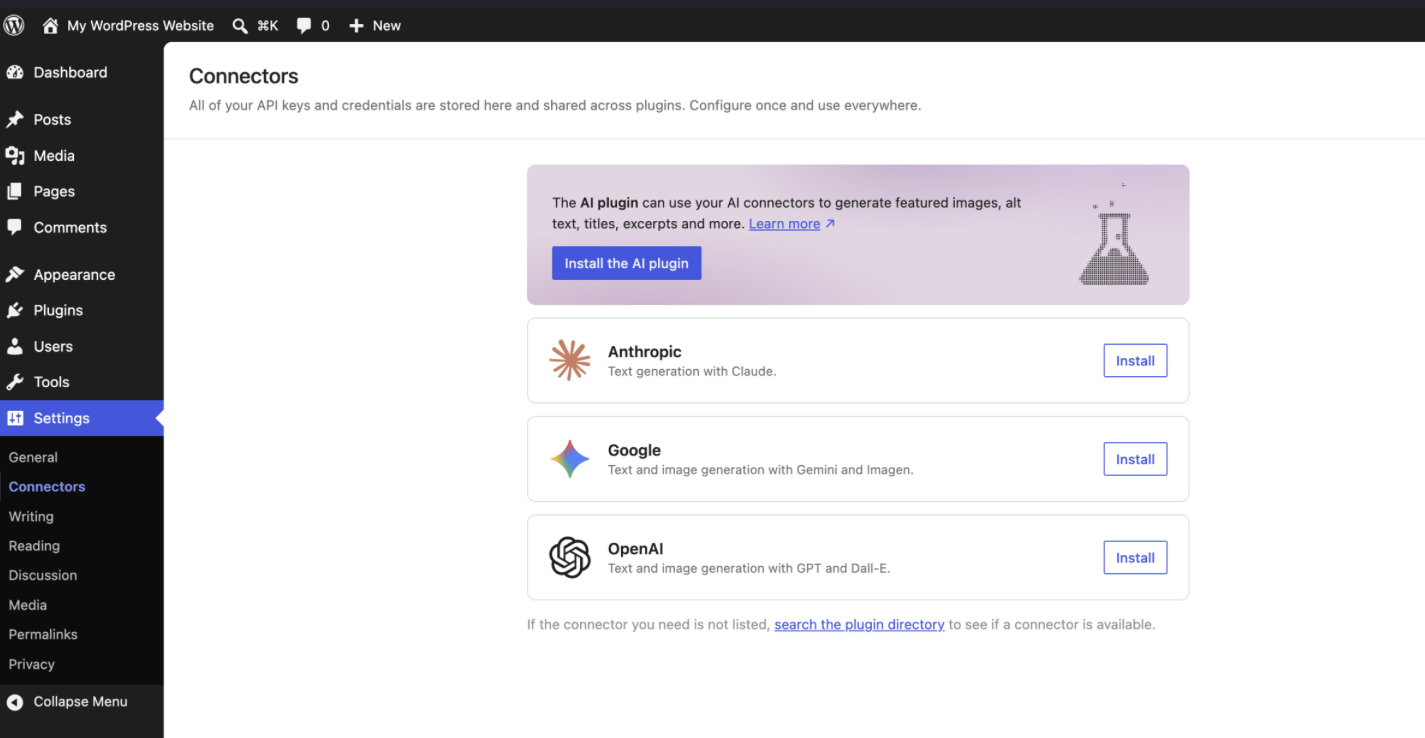 AI Connectors Screen