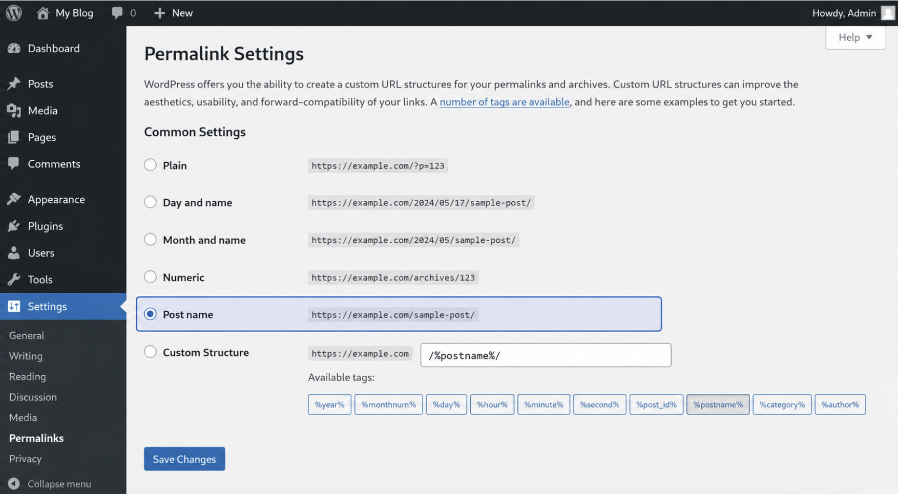 WordPress permalinks 