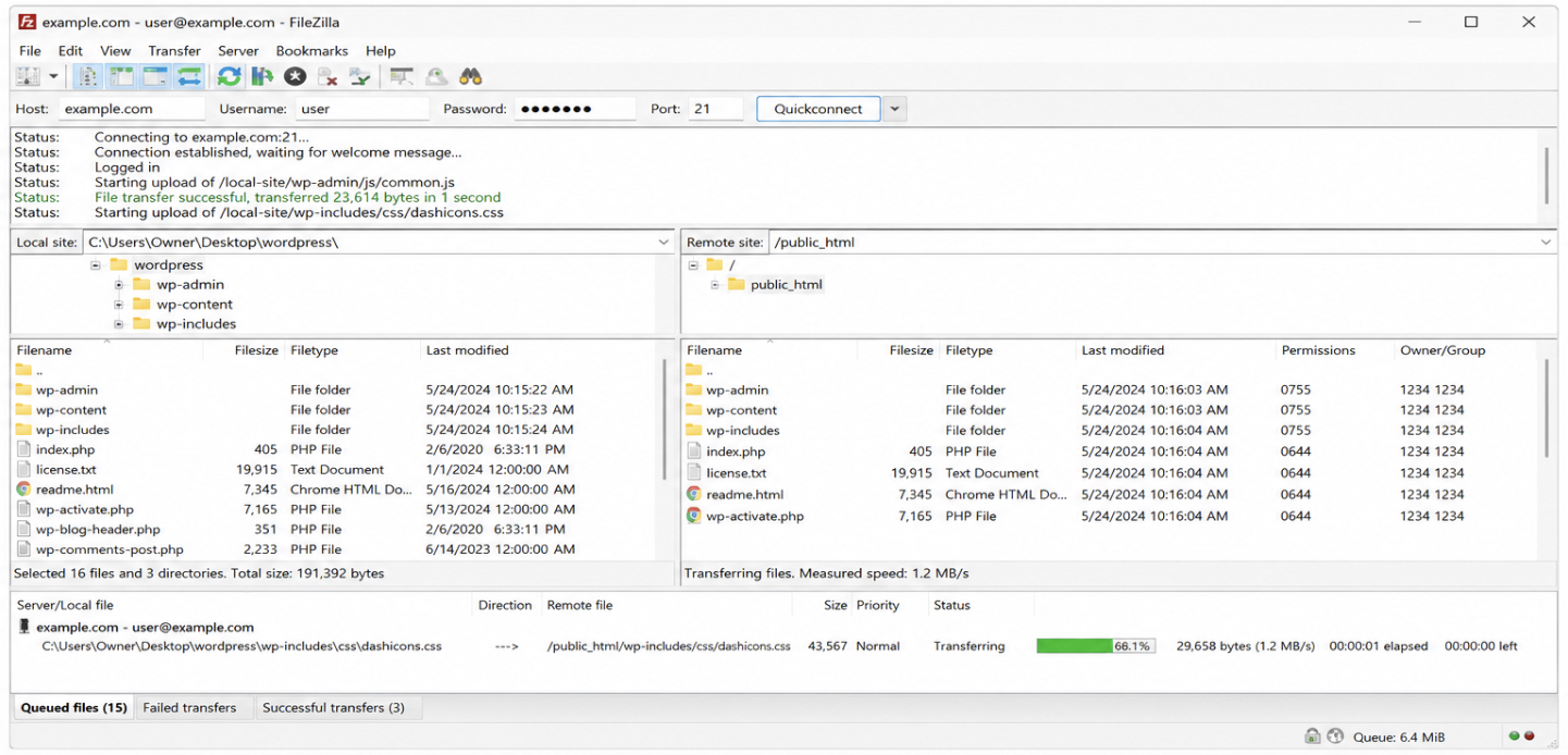 FTP client (for example FileZilla