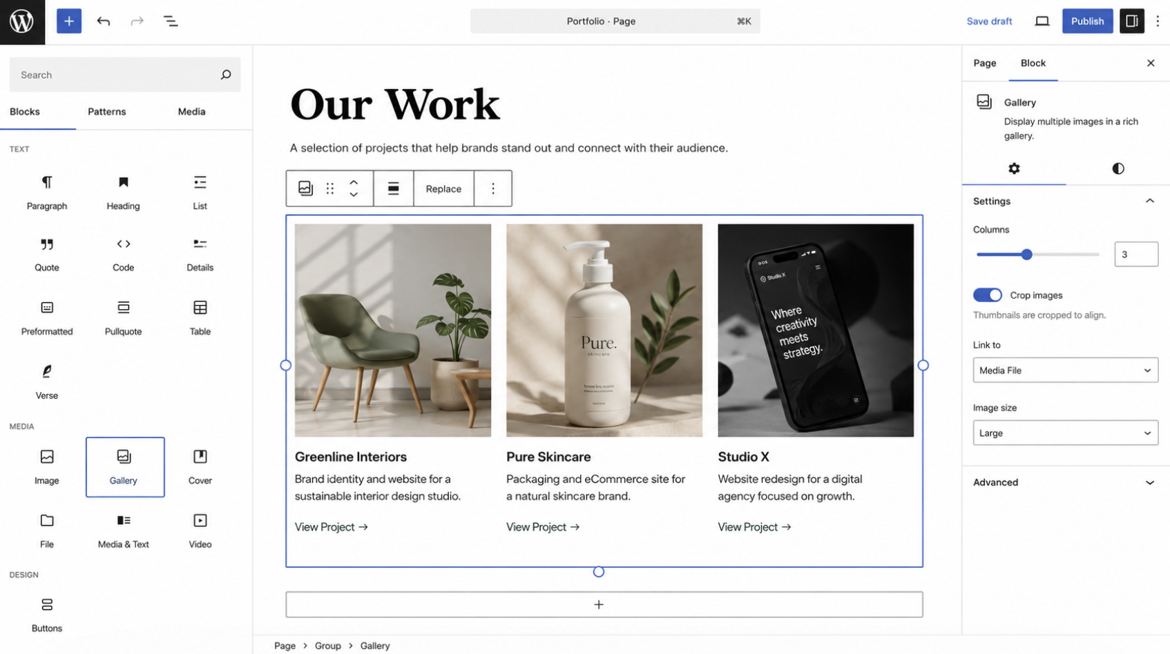 How to Create a Project Gallery in WordPress