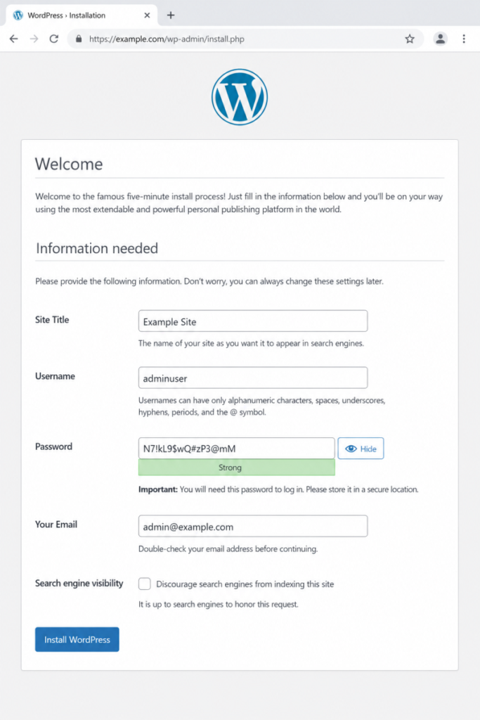 five-minute install screen