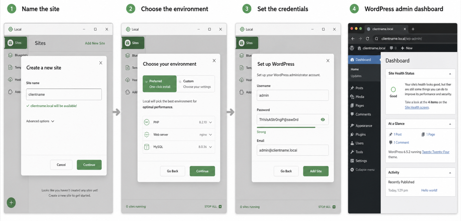 Local site-creation flow
