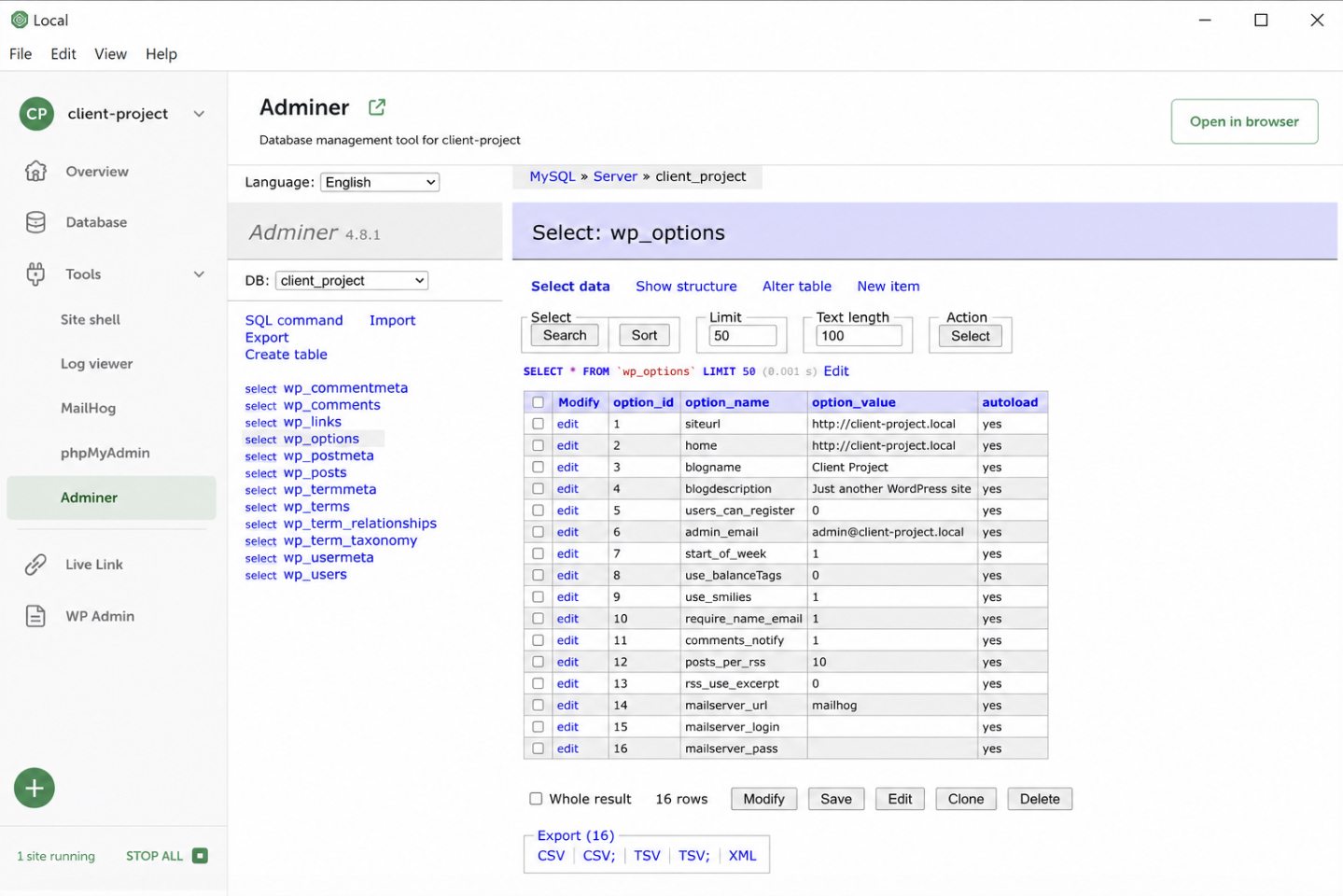 Site Database Access