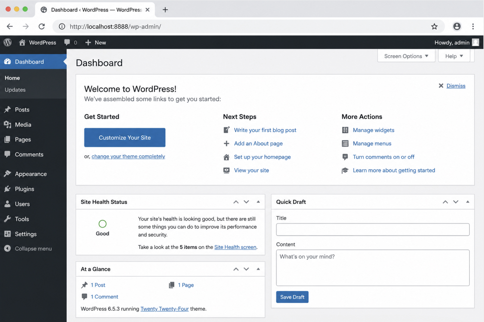 WordPress Access in wp-env
