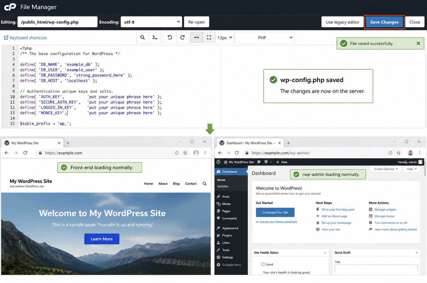 cPanel code editor